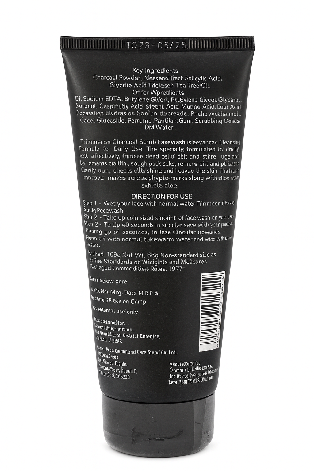Trimmeron Activated Charcoal Scrub Facewash – Deep Cleansing, Detox & Acne Control (100g)
