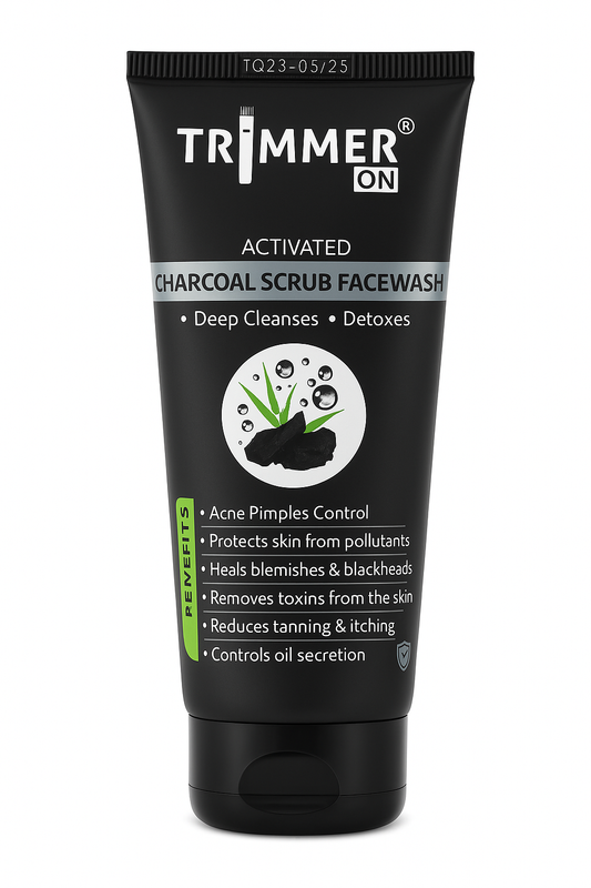 Trimmeron Activated Charcoal Scrub Facewash – Deep Cleansing, Detox & Acne Control (100g)