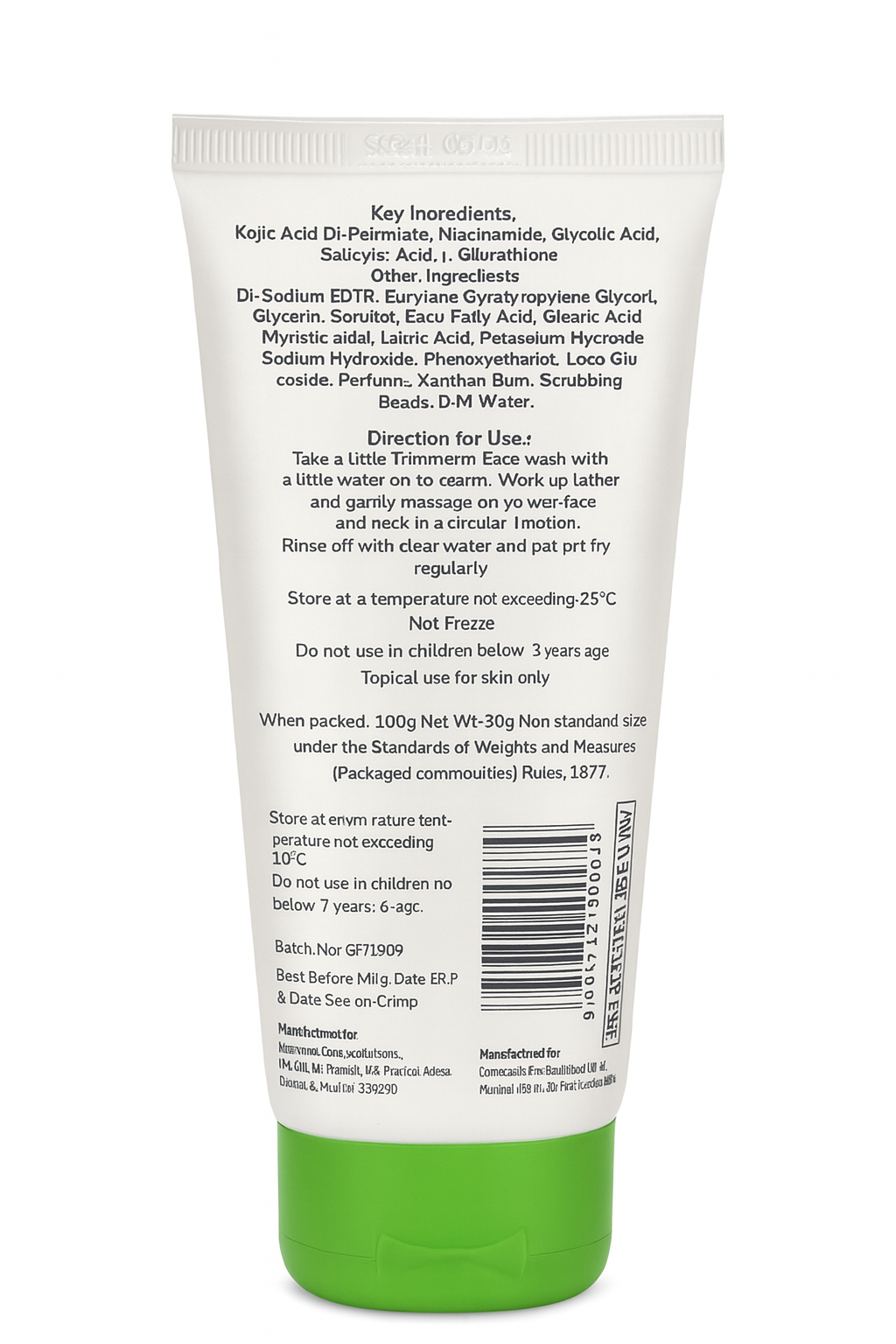 Trimmer On Lightening & Brightening Facewash – Aloe Vera, Kojic Acid & Vitamin E (100g)