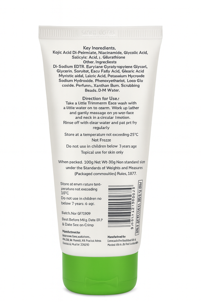 Trimmer On Lightening & Brightening Facewash – Aloe Vera, Kojic Acid & Vitamin E (100g)