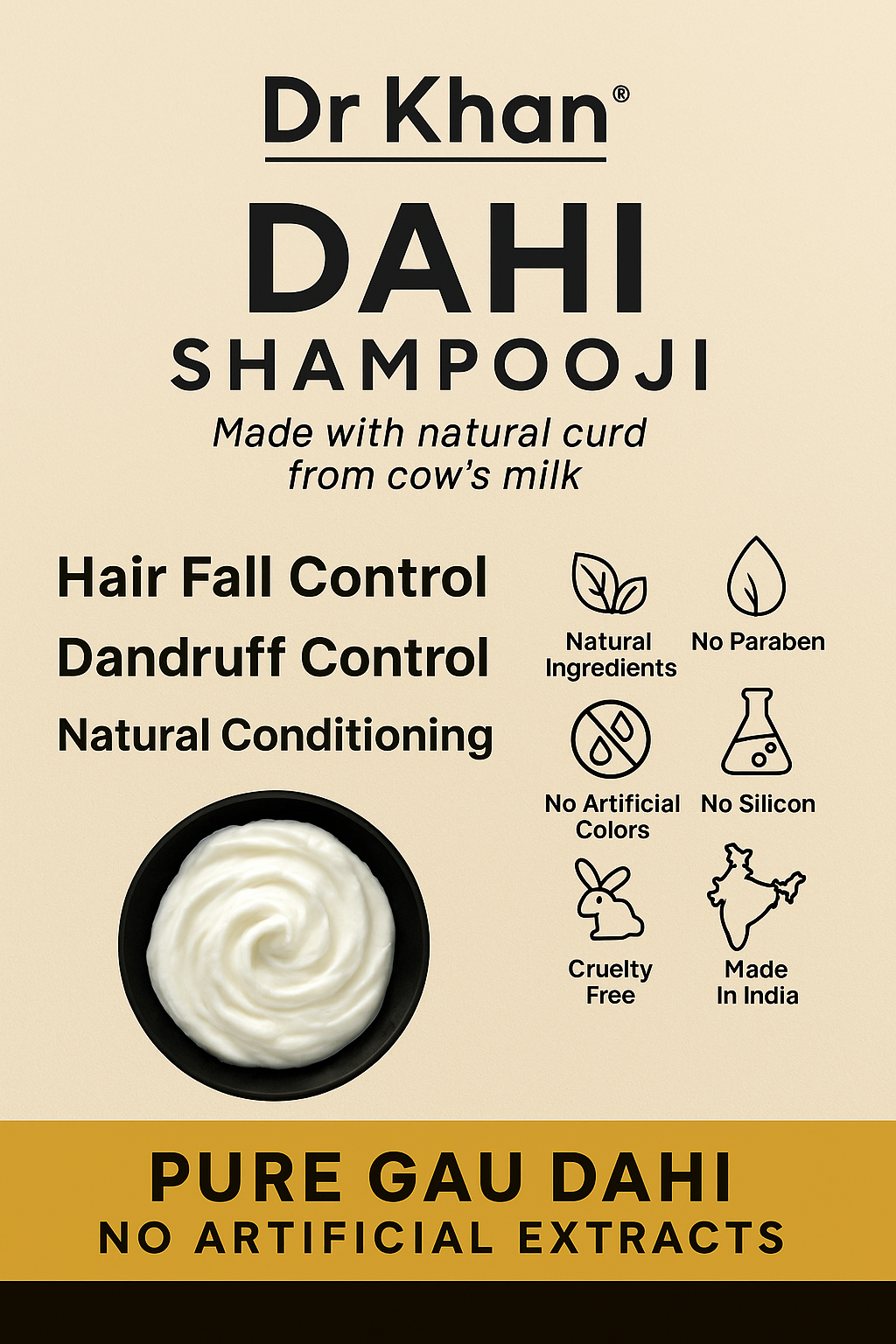 Dr Khan Dahi Shampoo with Ayurvedic Curd Formula – 500ml