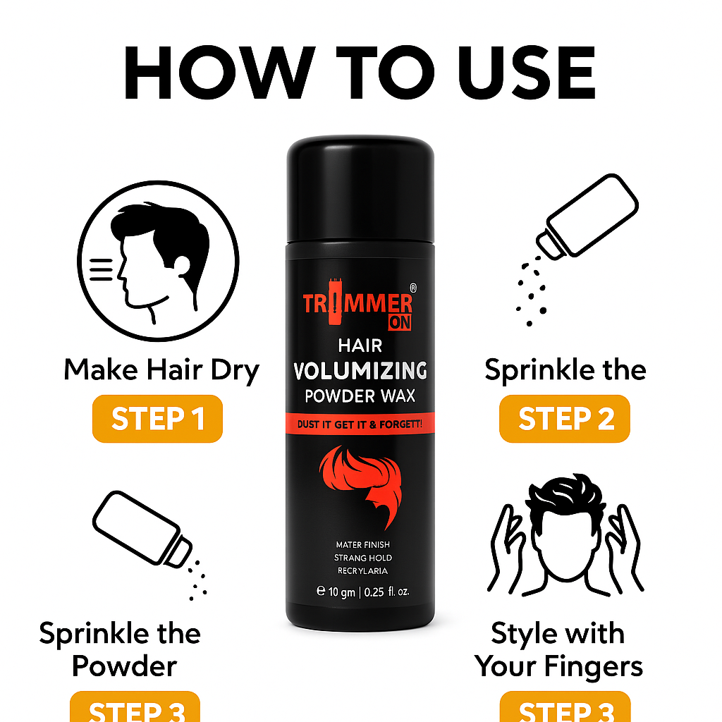 Trimmer On Hair Volumizing Powder Wax – Strong Hold, Matte Finish & Instant Volume (10g)