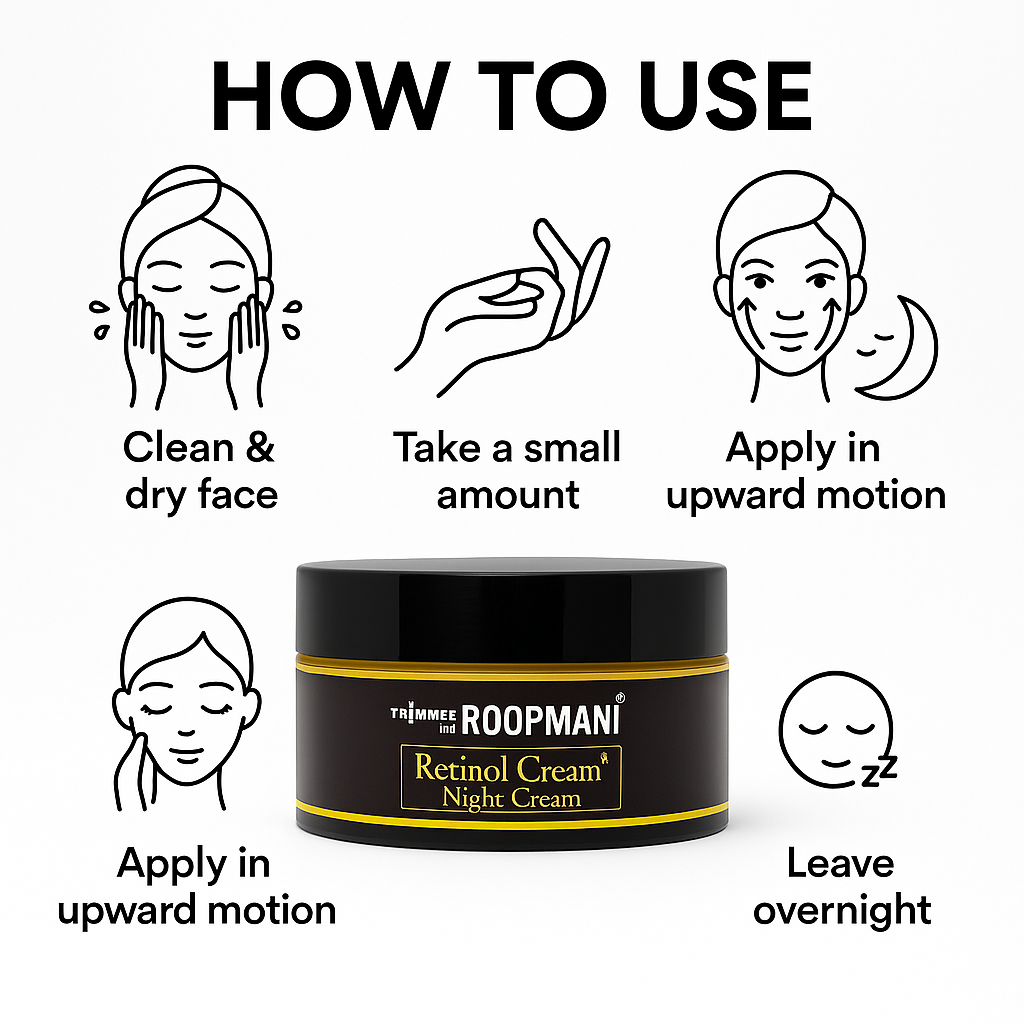 Roopmani Retinol Night Cream – Anti-Aging, Anti-Wrinkle & Brightening Formula (25gm)