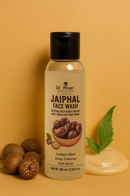 Dr. Khan™ Glowing Jaiphal Face Wash – With Neem & Rose Flower | Anti-Acne, Deep Cleanse & Instant Glow (100ml)