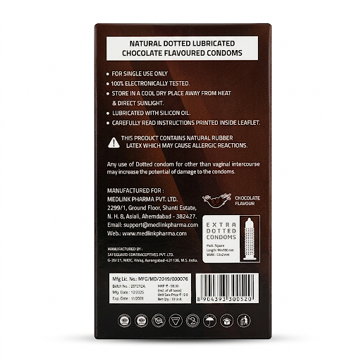 Black Force Extra Dotted Chocolate Flavoured Condoms – 10 Pack | Enhanced Sensation & Lubricated